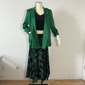 Gently used Preen Line Green and Black Leopard print midi skirt